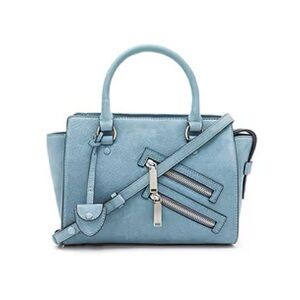 Rebecca Minkoff Small Jamie Satchel Dusty Blue Nubuck Leather Top Handle Bag